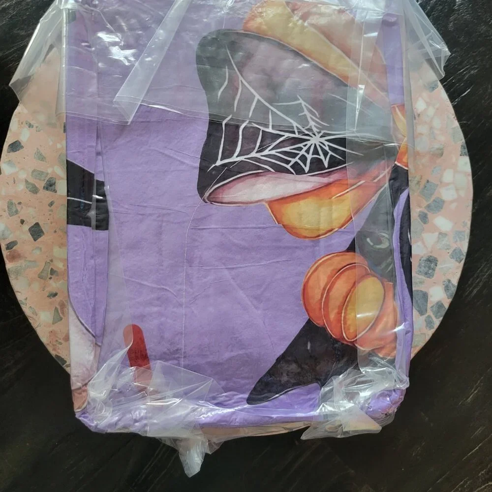 Purple Halloween Witch Ghost King Comforter Set, NIB